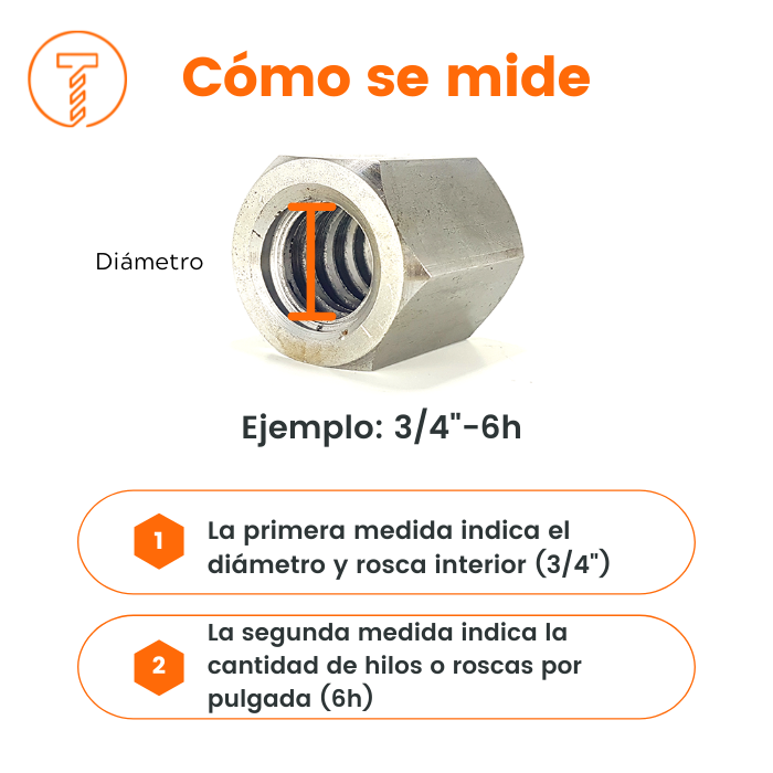 Tuerca Hexagonal ACME Maquinada - 1/2"- 10h
