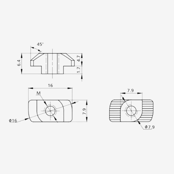 Tuerca Ratch Tuerca Tee Martillo Galvanizada - M6-30 — Tornillos TOREC